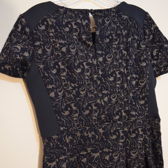 ENFOCUS STUDIO Pretty Midi Dress Blueish Black &Lurex/Sparkly Lace Lining Top 8 - Picture 6 of 8